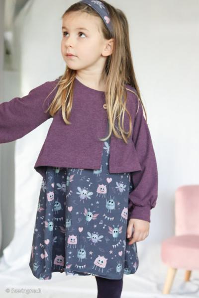 Baumwolljersey kleine Monster Rosa auf Anthrazit Mrs.Mint Design by Swafing
